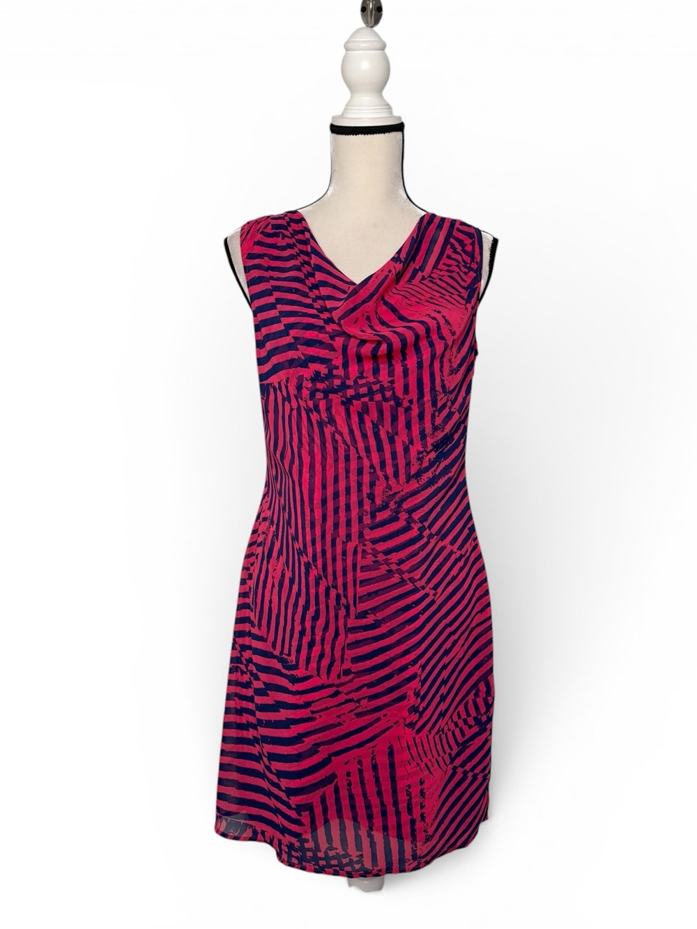 Banana Republic Soft Red Blue Draped Sleeveless Dress 2010’s Size 6